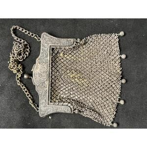 Antique Jakob Bengel German Silver Art Nouveau Mesh Chain Mail Evening Purse1920